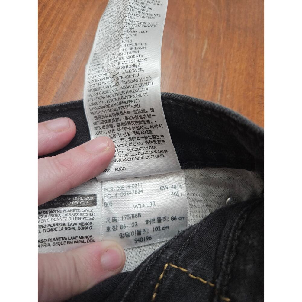 Levi's 514 Straight Fit Black Jeans Men's 34x32 Faded Black Denim - Picture 7 of 9
